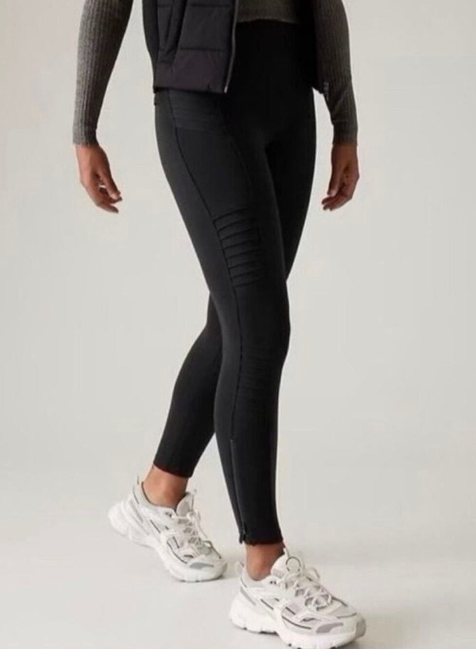 Athleta XL Delancey Moto Leggings Black Athletic Athleisure Gym Comfort